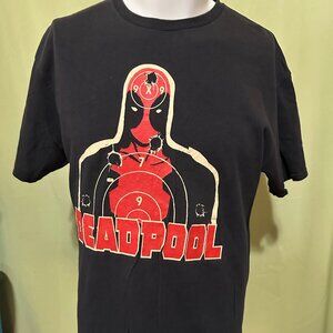 Deadpool Shooting Target Graphic Marvel Men's Black T Shirt Large Cotton